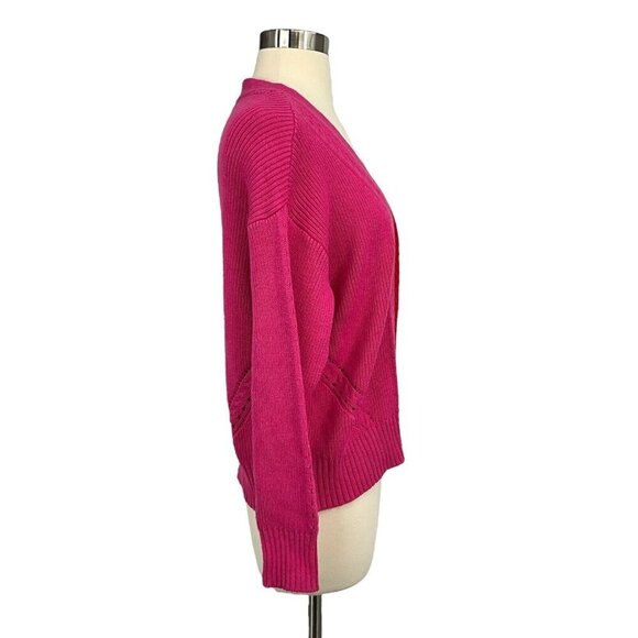 Marine Layer Robin Crop Cardigan Bubblegum Vermillion Size S Pink Red V Neck - Picture 4 of 9